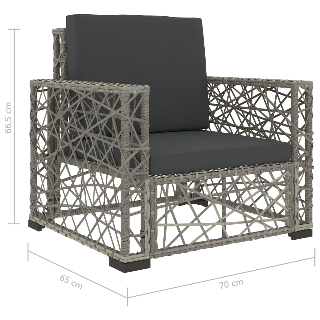 Set mobilier de grădină cu perne, 6 piese, gri, poliratan