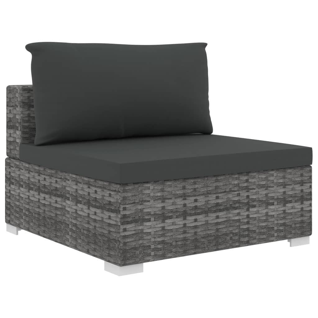 Set mobilier de grădină cu perne, 8 piese, gri, poliratan