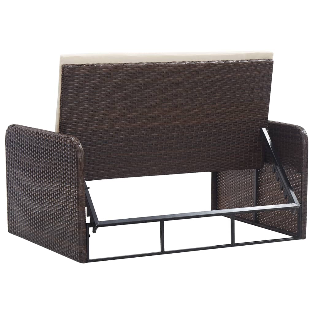 Garden furniture set with cushions, 2 pieces, brown, polyrattan