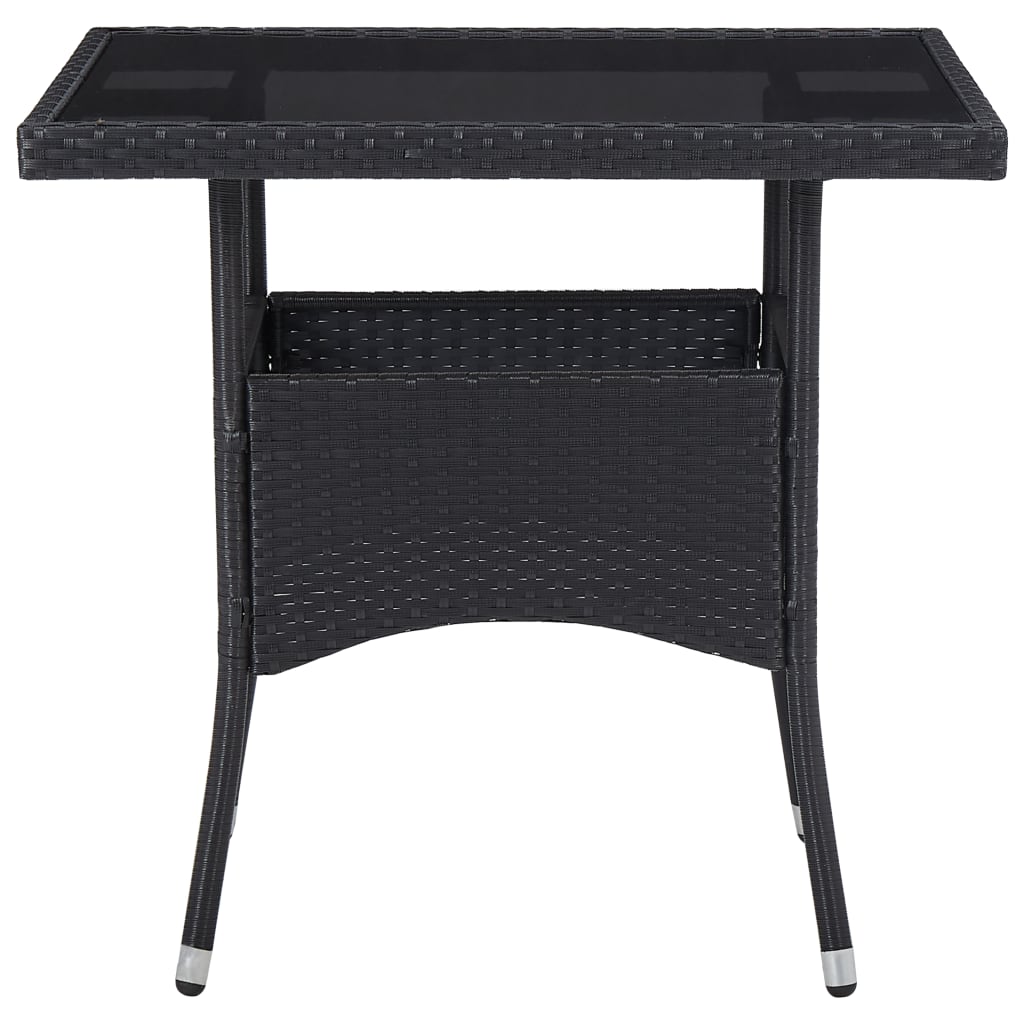 Set mobilier de exterior, 5 piese, negru, poliratan și sticlă