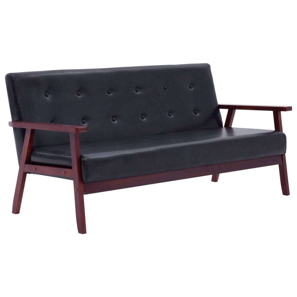 Sofa set, 2 pcs., black, artificial leather,