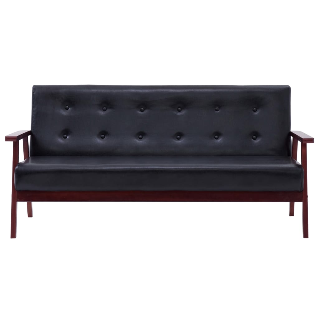 Sofa set, 2 pcs., black, artificial leather,