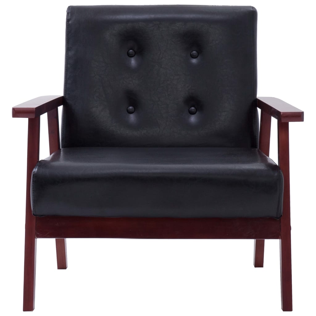 Sofa set, 2 pcs., black, artificial leather,