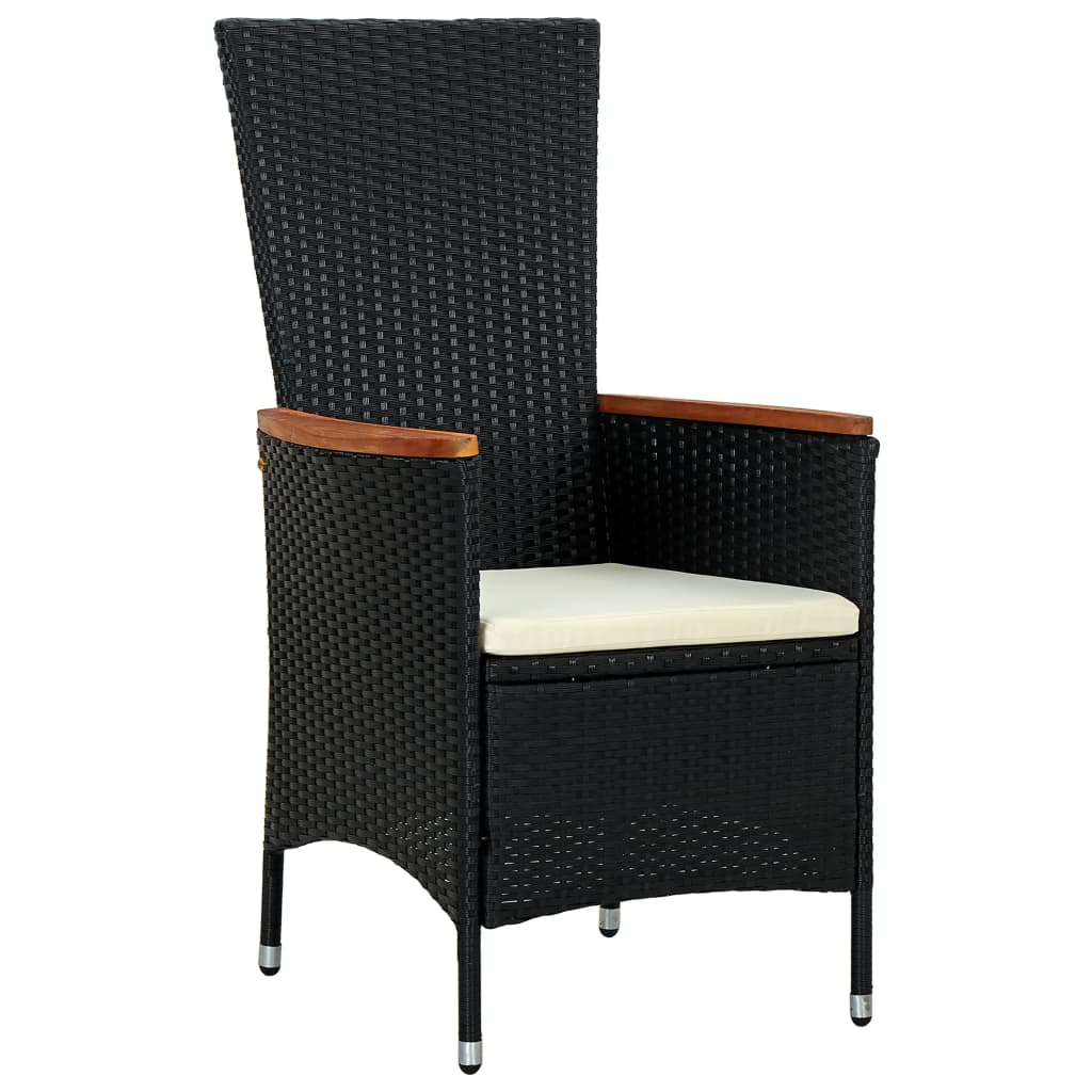 Set mobilier de exterior 7 piese negru poliratan lemn acacia