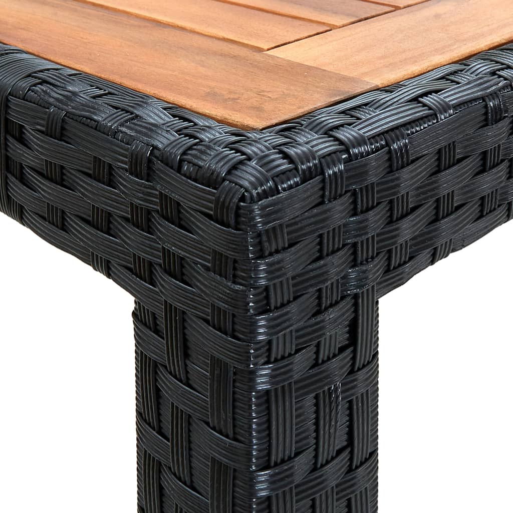 7-piece outdoor furniture set, black, polyrattan, acacia wood