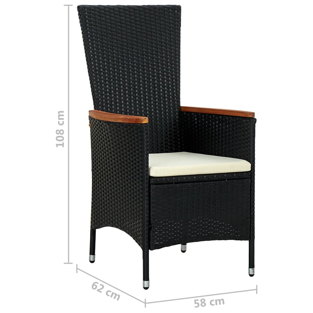 Set mobilier de exterior 7 piese negru poliratan lemn acacia