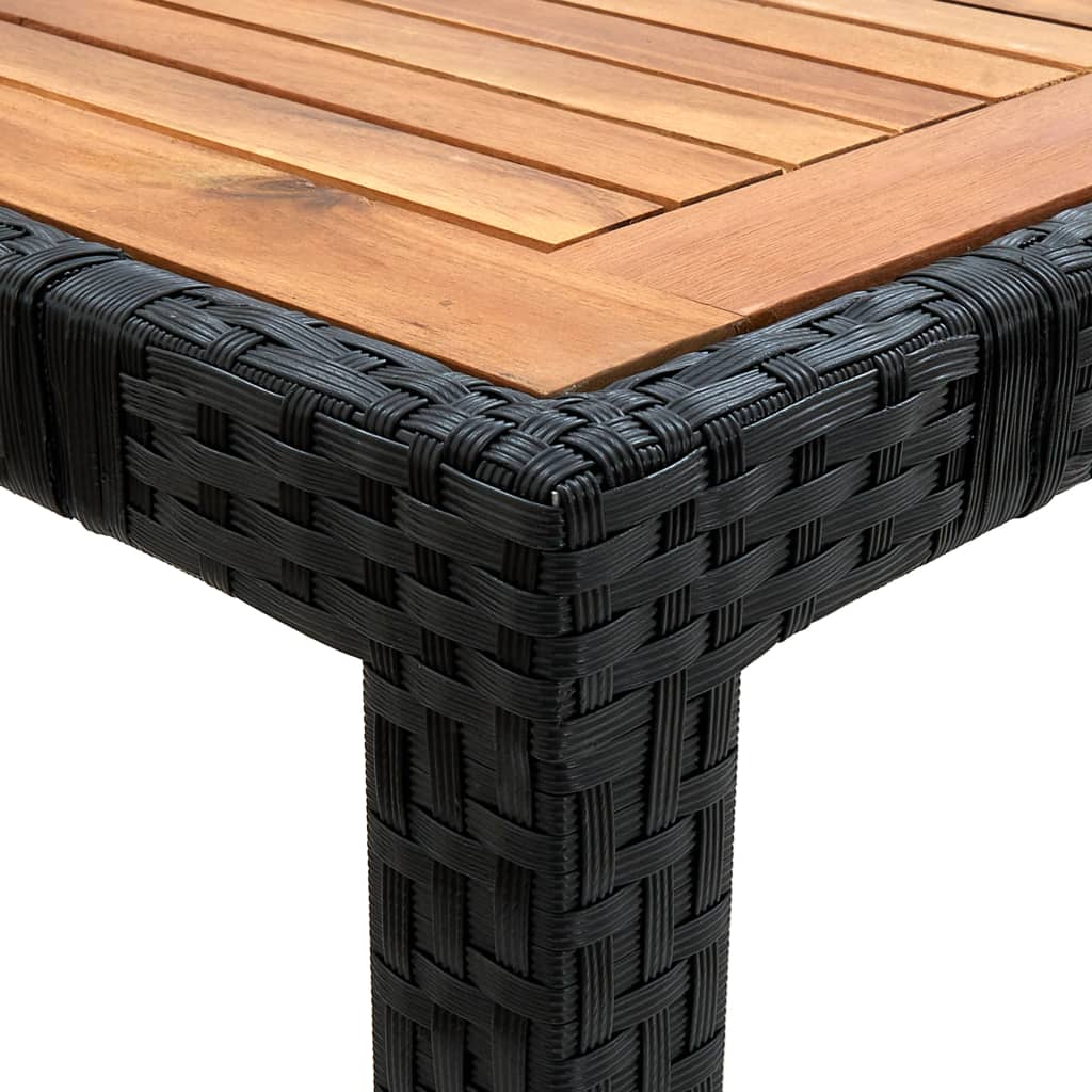 Set mobilier de exterior cu perne, 9 piese, negru, poliratan