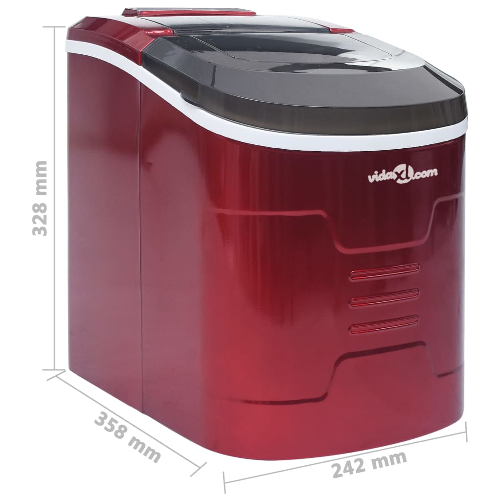 Ice cube maker, red, 2.4 L, 15 kg/24 h