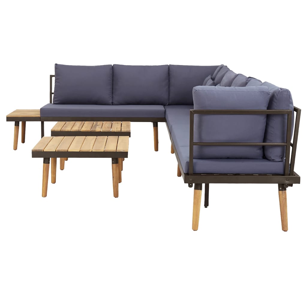 8-seater garden furniture set with cushions, solid acacia wood