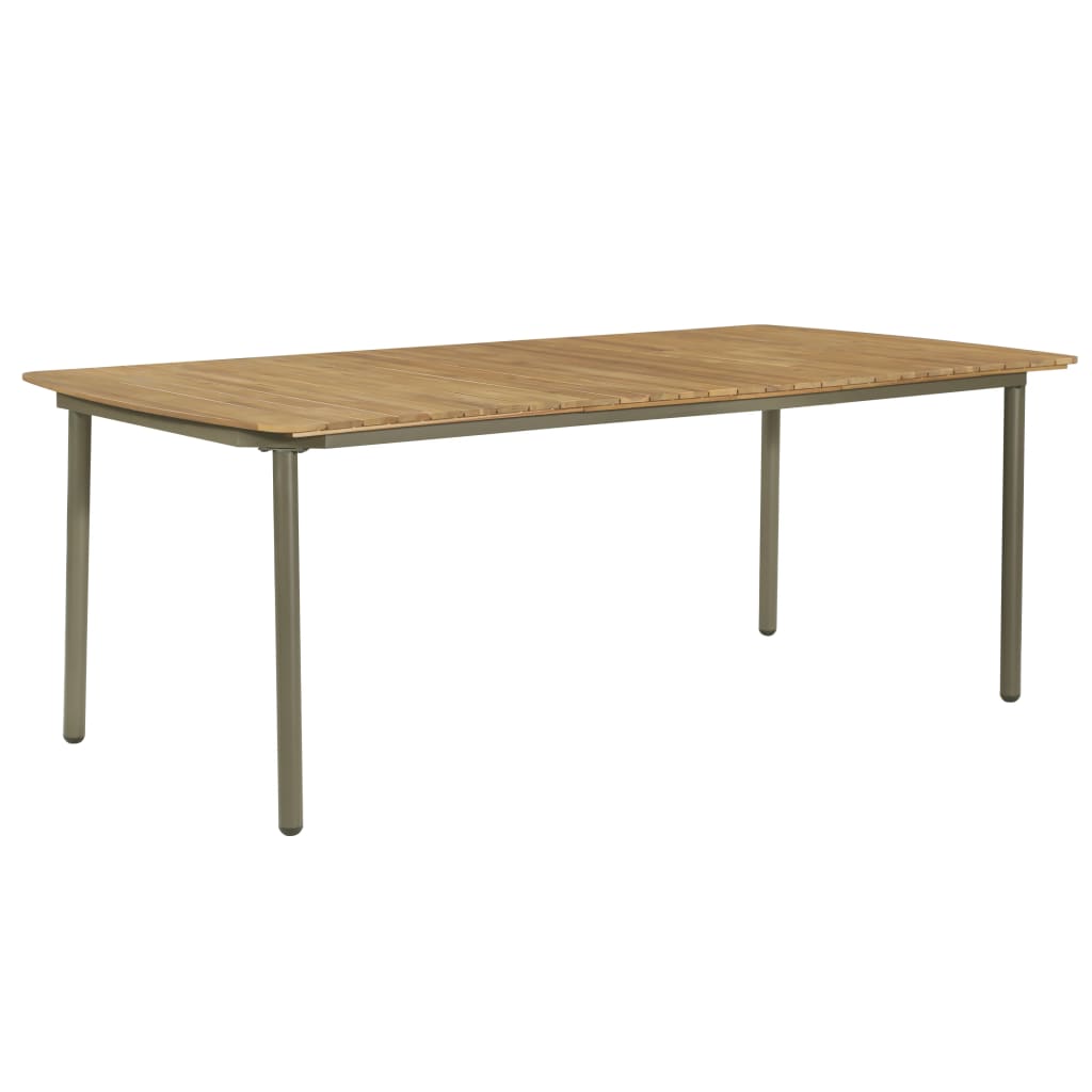 Set mobilier de exterior, 9 piese, lemn masiv acacia și oțel