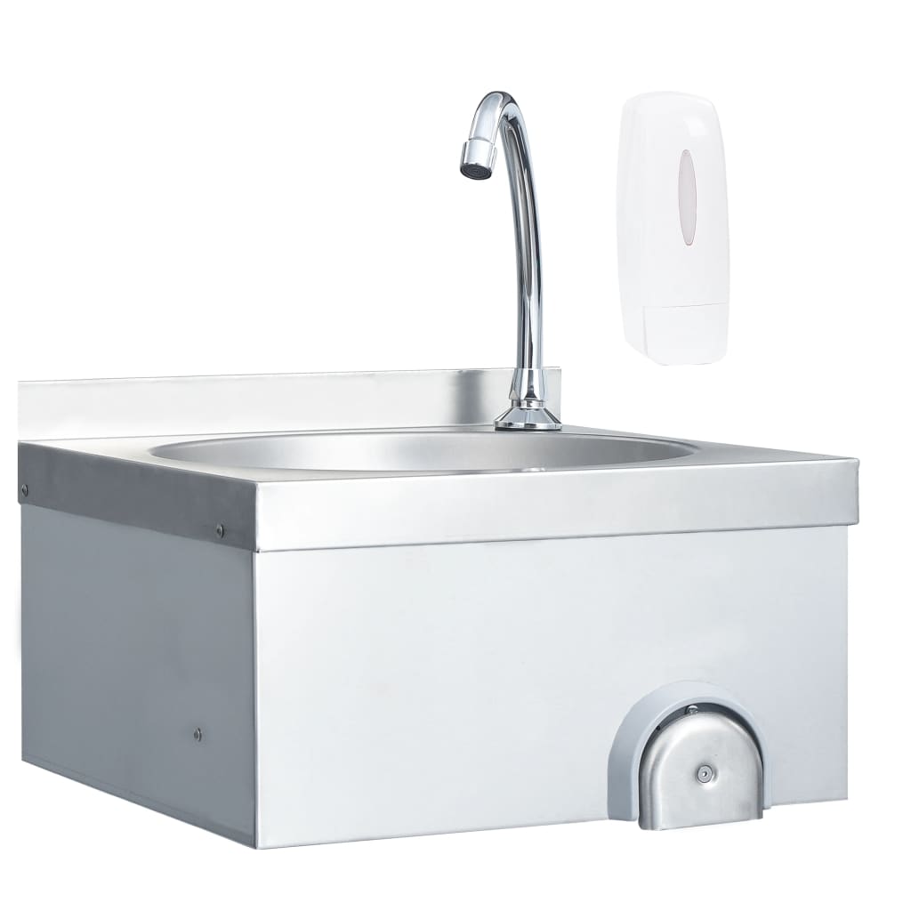 Hand wash sink with soap dispenser tap, stainless steel