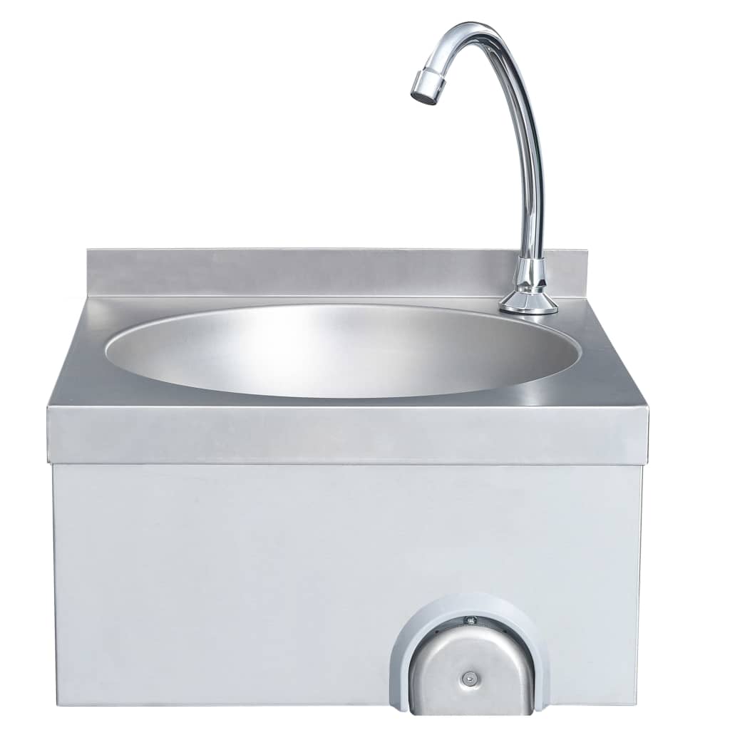 Hand wash sink with soap dispenser tap, stainless steel