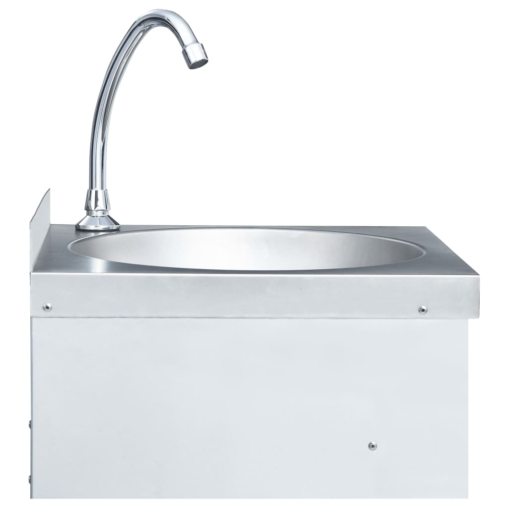 Hand wash sink with soap dispenser tap, stainless steel