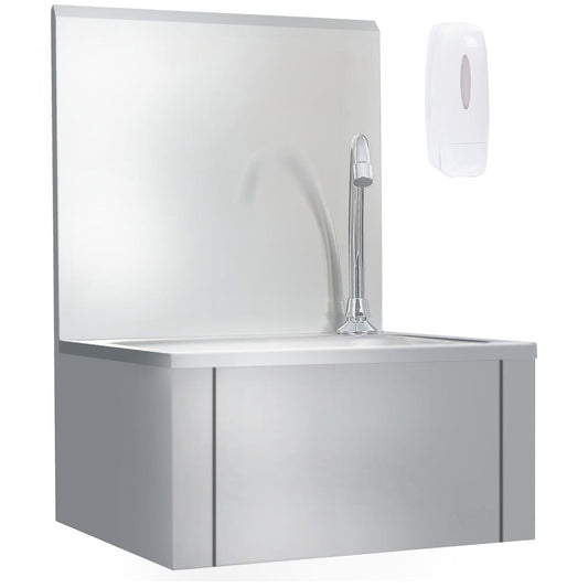 Hand wash sink with soap dispenser tap, stainless steel