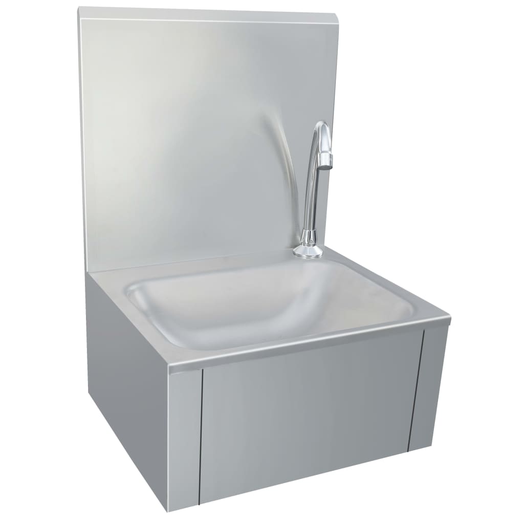 Hand wash sink with soap dispenser tap, stainless steel