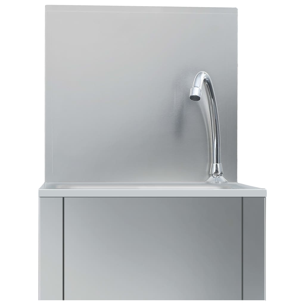 Hand wash sink with soap dispenser tap, stainless steel