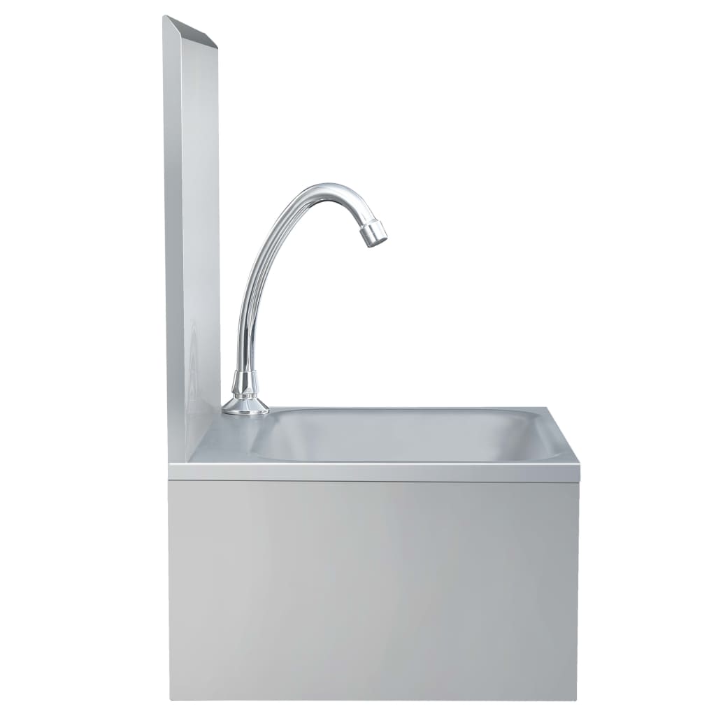 Hand wash sink with soap dispenser tap, stainless steel