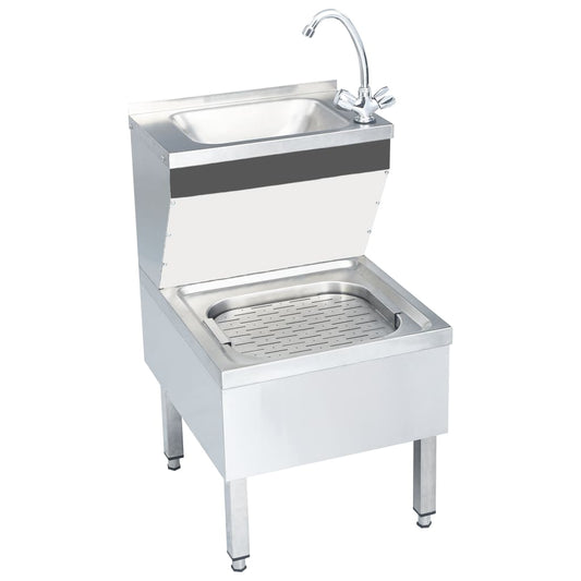 Commercial hand washing sink with faucet, stainless steel