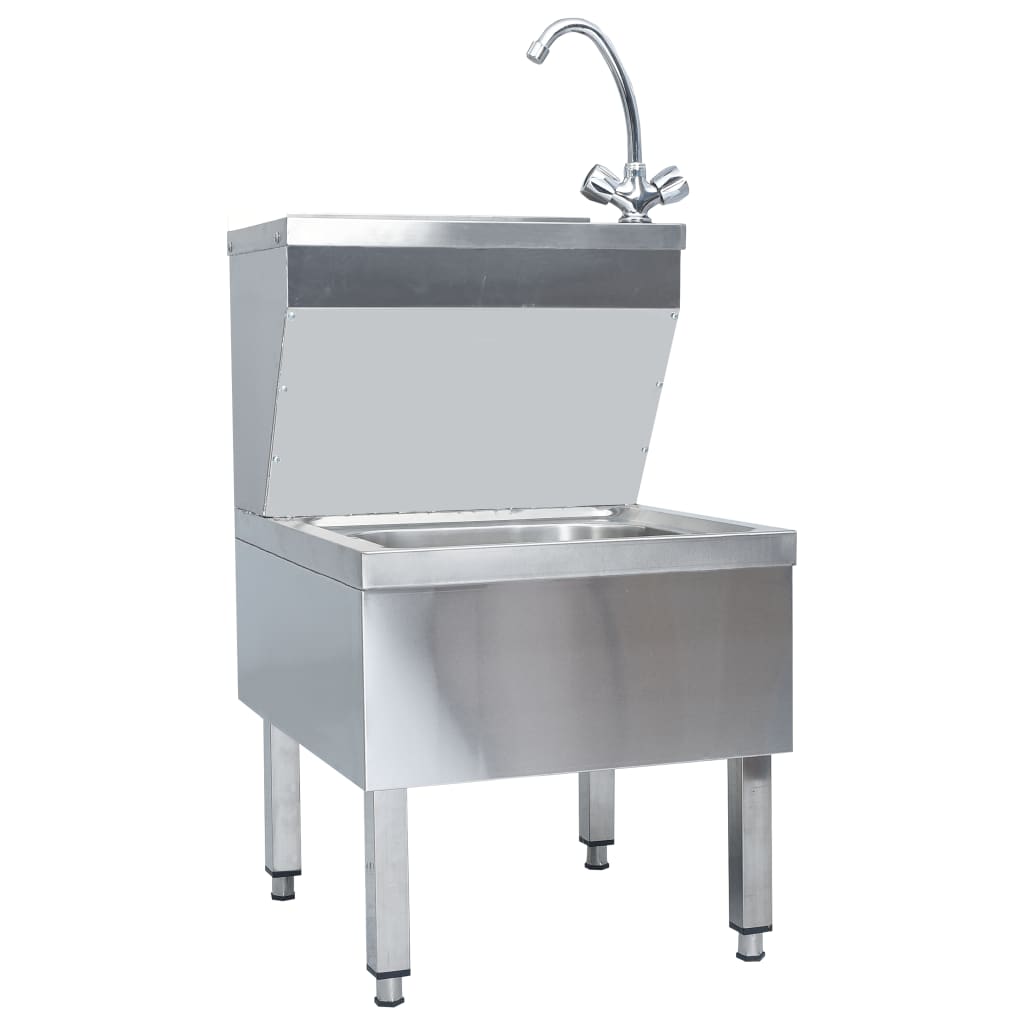 Commercial hand washing sink with faucet, stainless steel