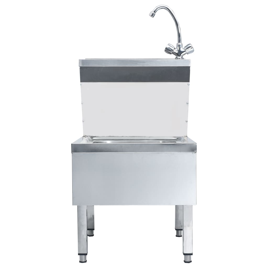 Commercial hand washing sink with faucet, stainless steel