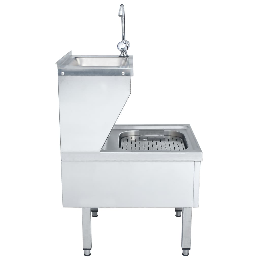 Commercial hand washing sink with faucet, stainless steel