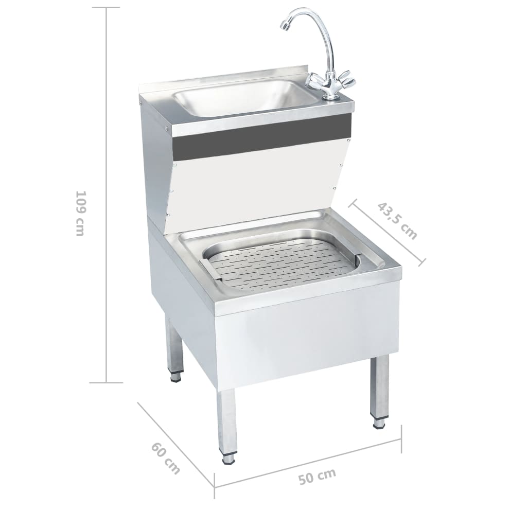 Commercial hand washing sink with faucet, stainless steel