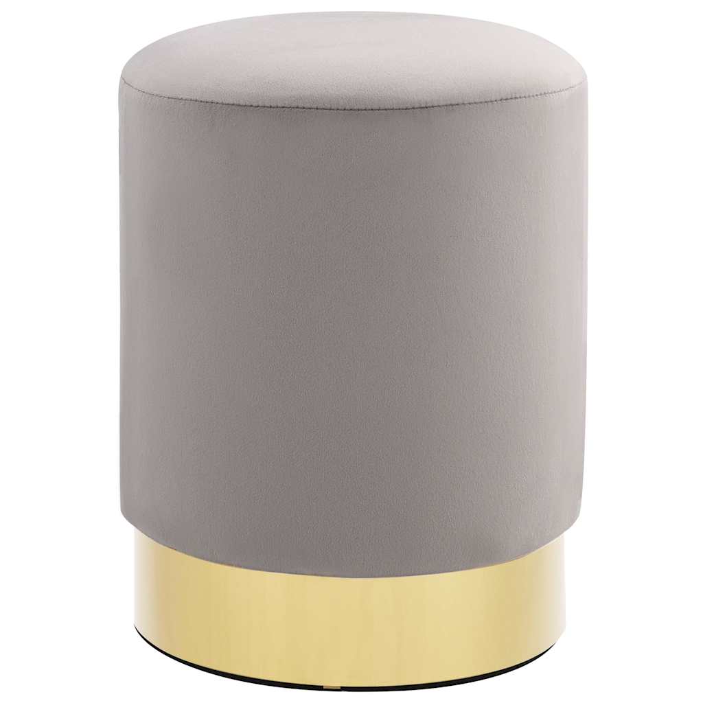 Stool, light gray and gold, velvet