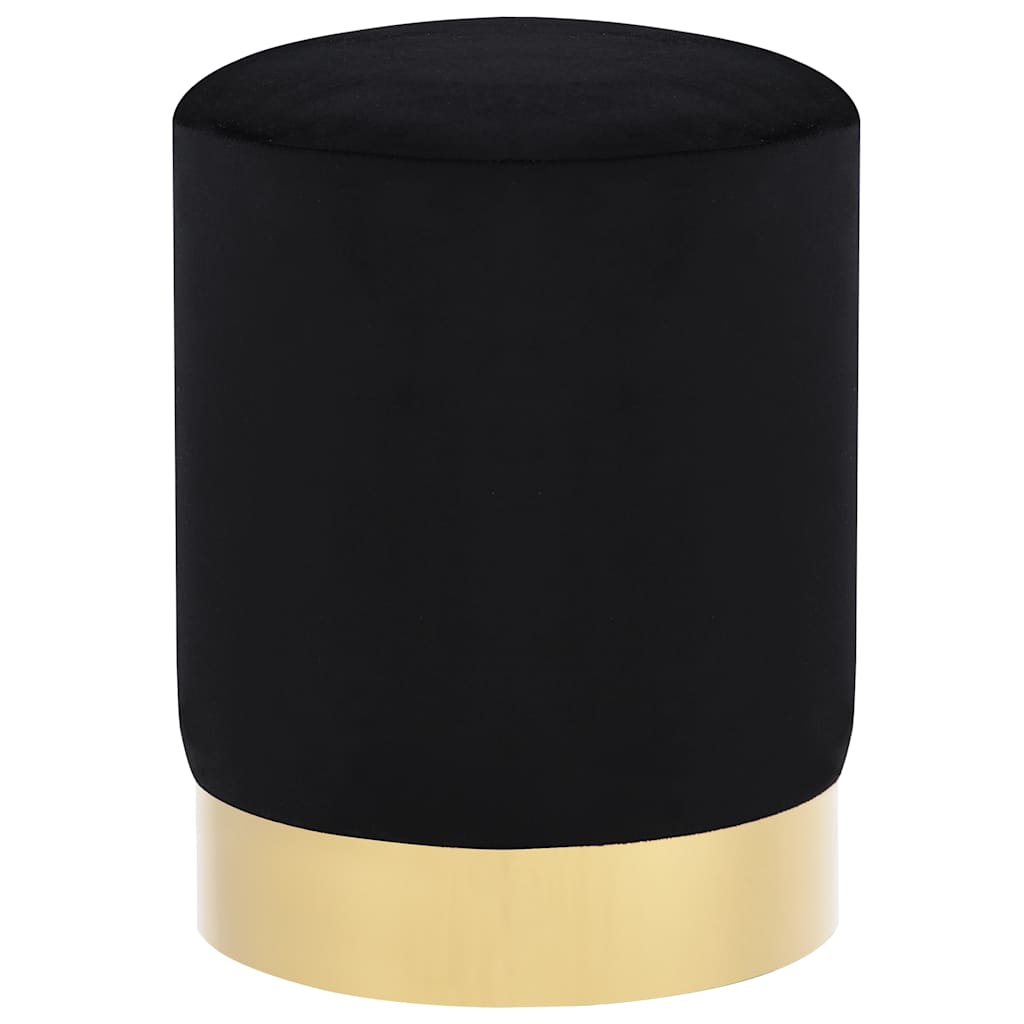 Stool, black and gold, velvet