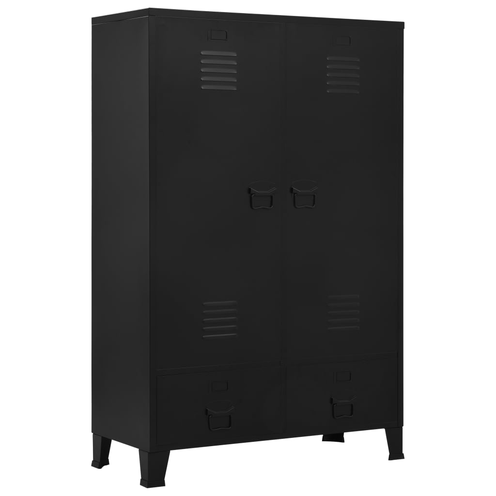 Wardrobe, black, 90 x 40 x 140 cm, steel, industrial