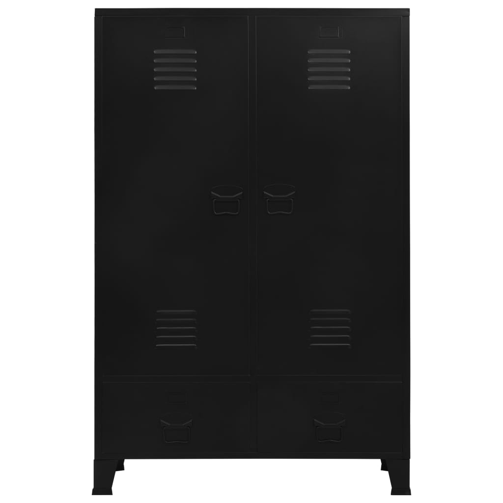 Wardrobe, black, 90 x 40 x 140 cm, steel, industrial