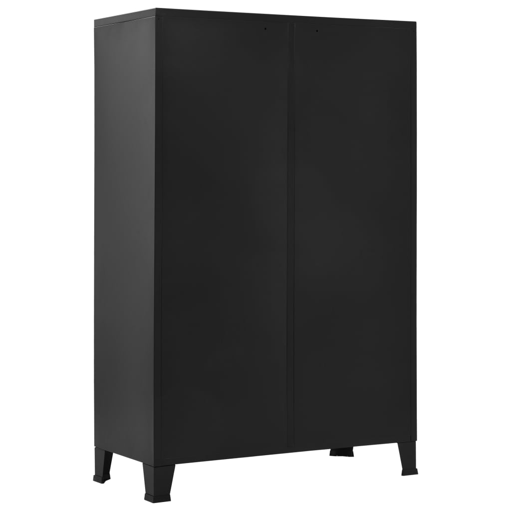 Wardrobe, black, 90 x 40 x 140 cm, steel, industrial