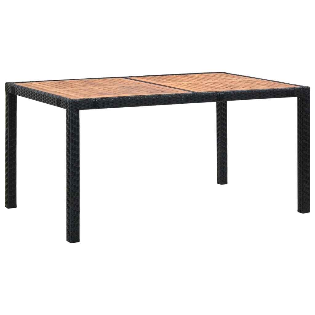 Set mobilier de exterior 7 piese negru poliratan lemn de acacia