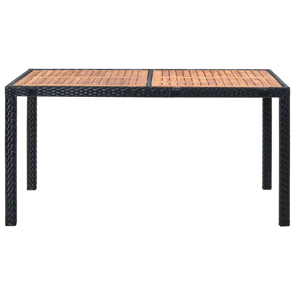 Set mobilier de exterior 7 piese negru poliratan lemn de acacia