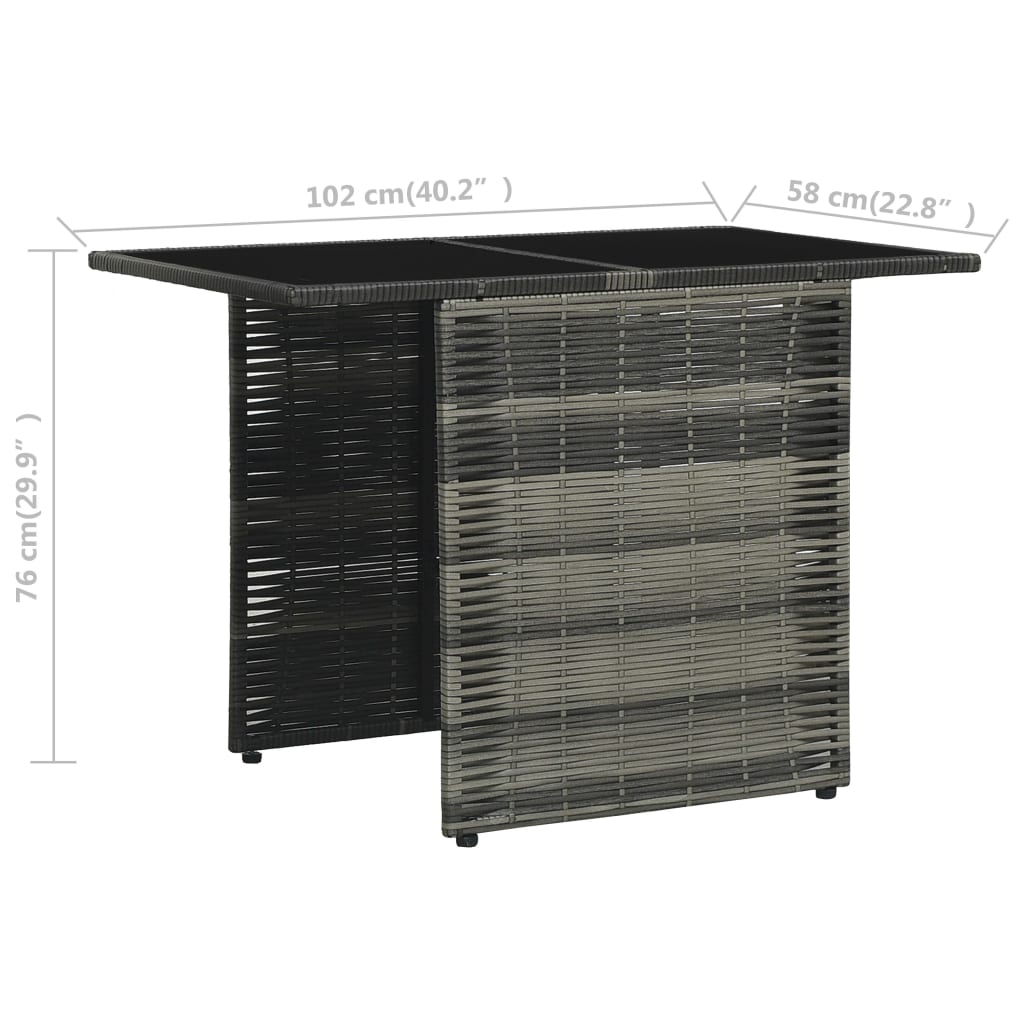 Set mobilier de bistro cu perne, 3 piese, gri, poliratan