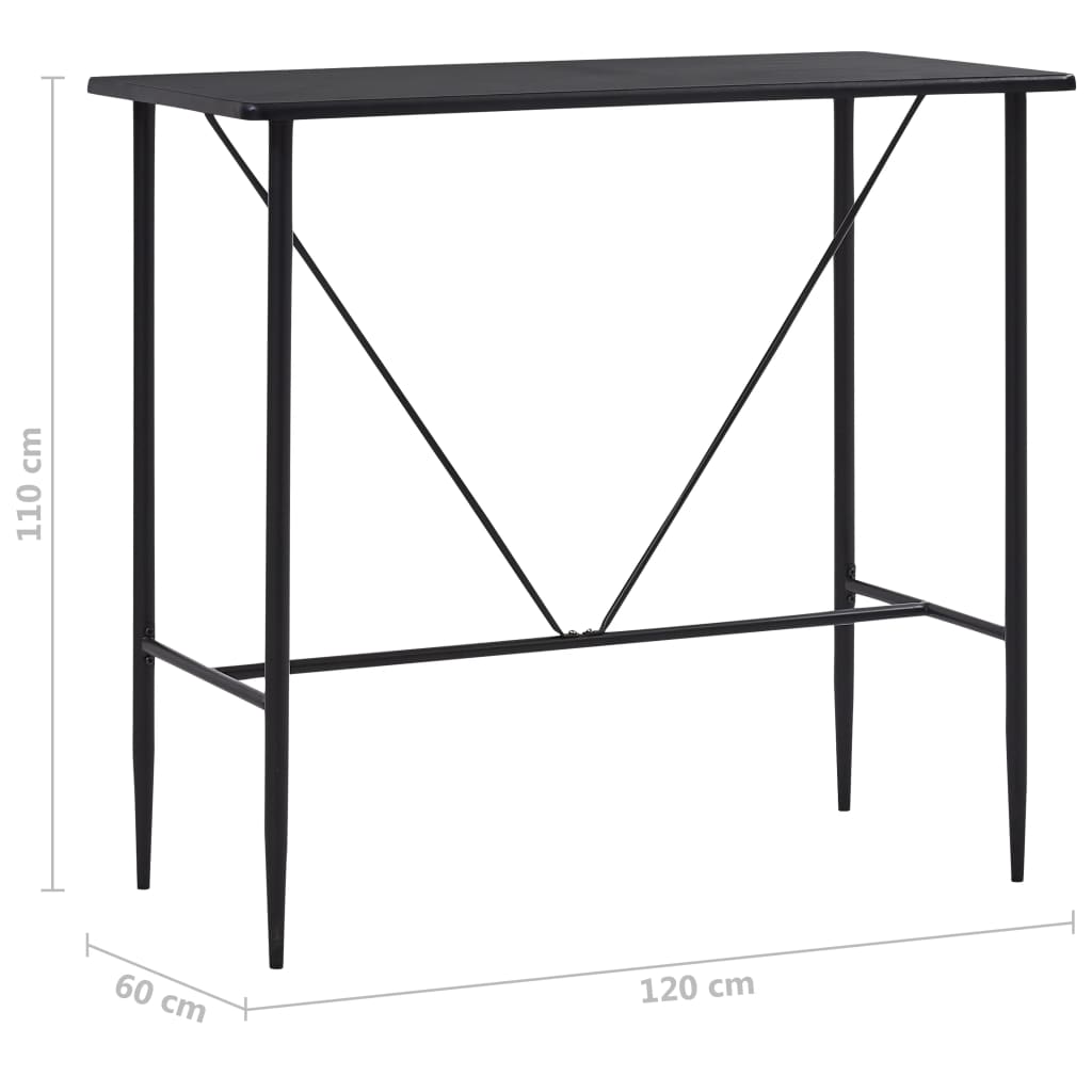 Bar table, black, 120 x 60 x 110 cm, MDF