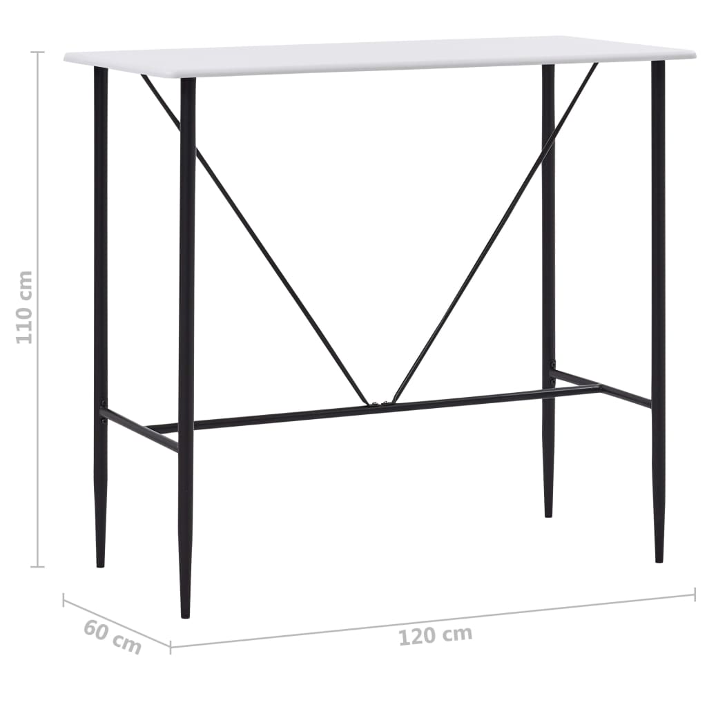 Bar table, white, 120 x 60 x 110 cm, MDF