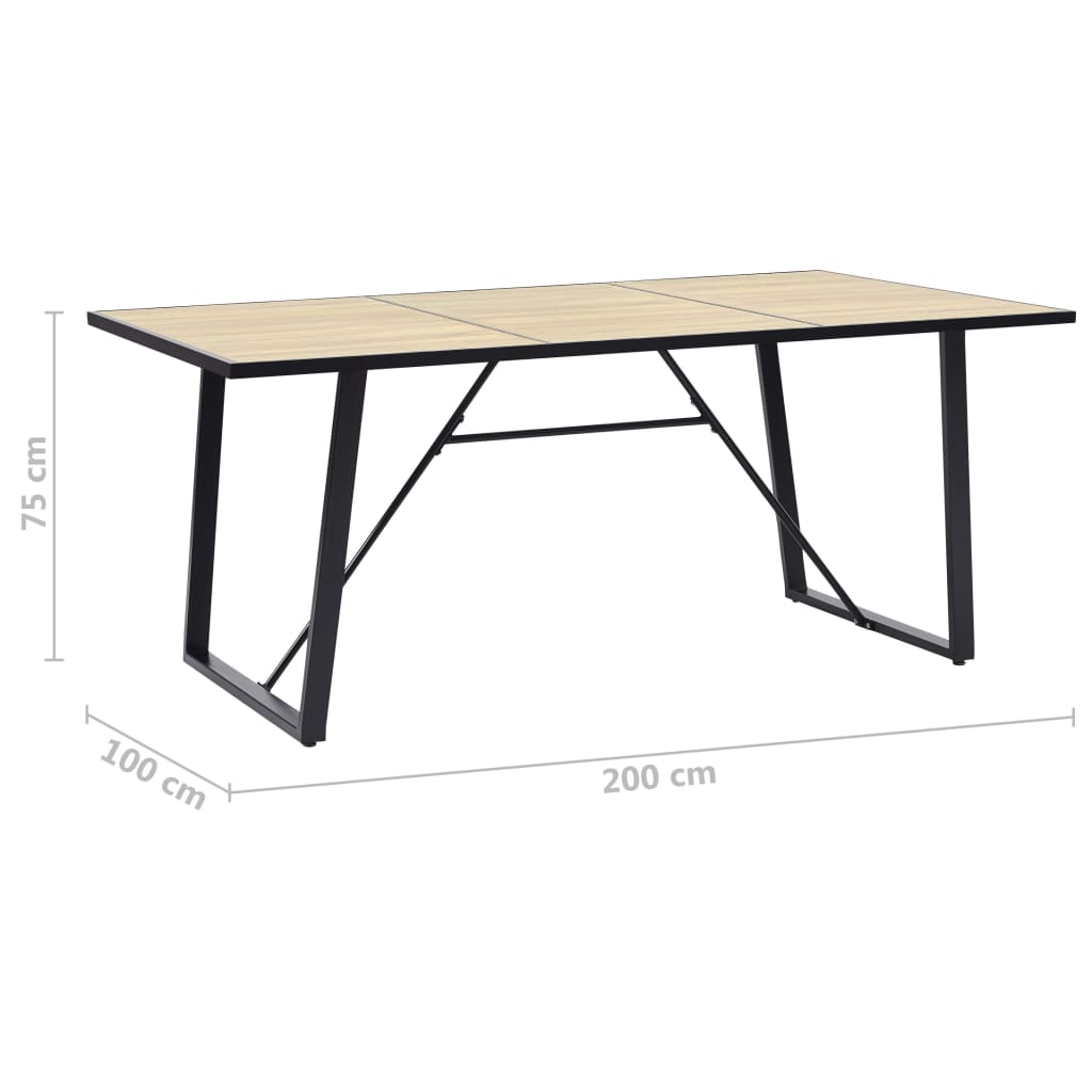 Kitchen table, oak, 200 x 100 x 75 cm, MDF