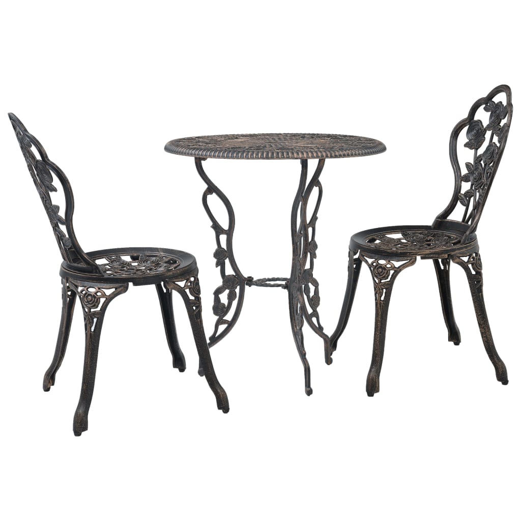 Bistro furniture set, 3 pieces, cast aluminum