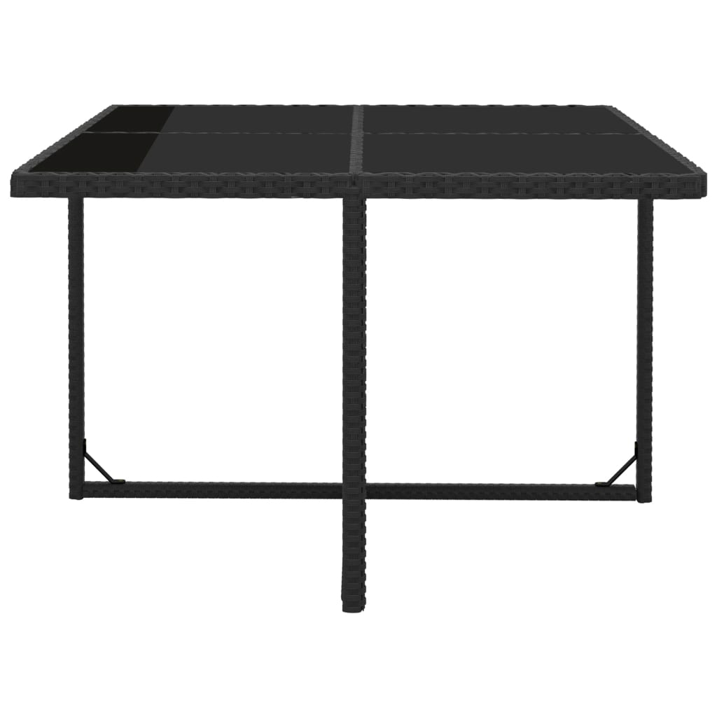 Set mobilier de exterior cu perne, 9 piese, negru, poliratan