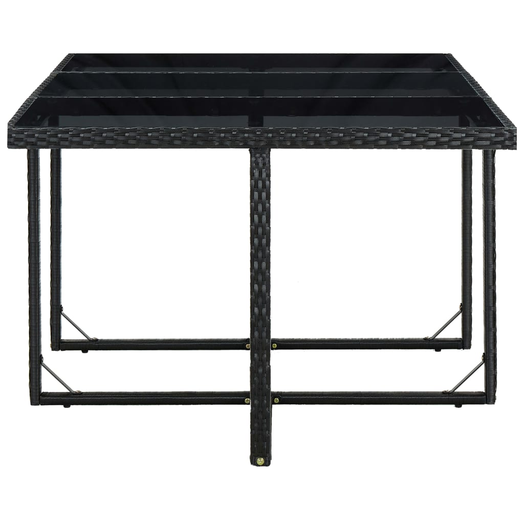 Set mobilier de exterior cu perne, 11 piese, negru, poliratan