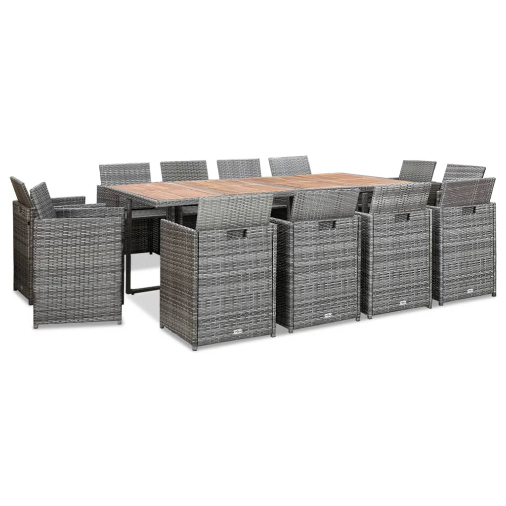 Set mobilier de exterior cu perne 13 piese, antracit, poliratan