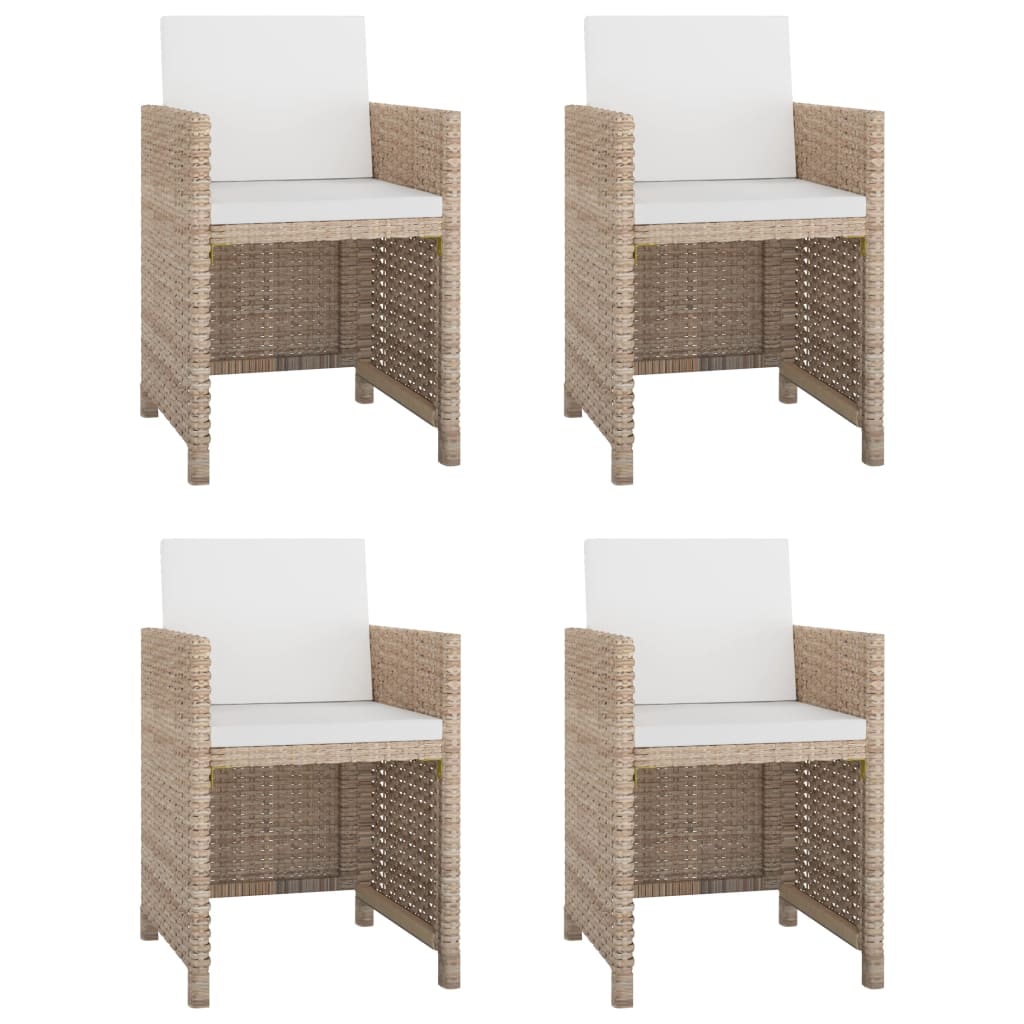 Outdoor furniture set with cushions, 5 pieces, beige, polyrattan