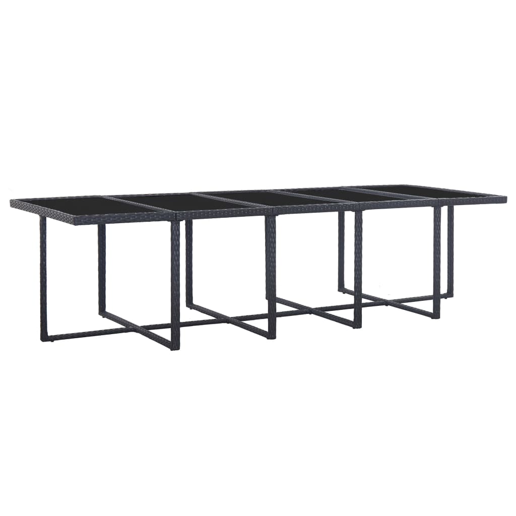 Set mobilier de exterior cu perne, 15 piese, negru, poliratan