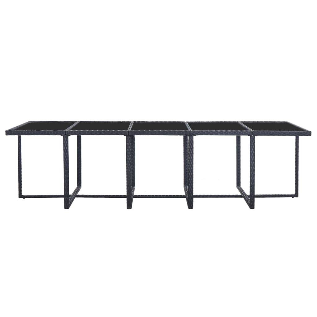 Set mobilier de exterior cu perne, 15 piese, negru, poliratan