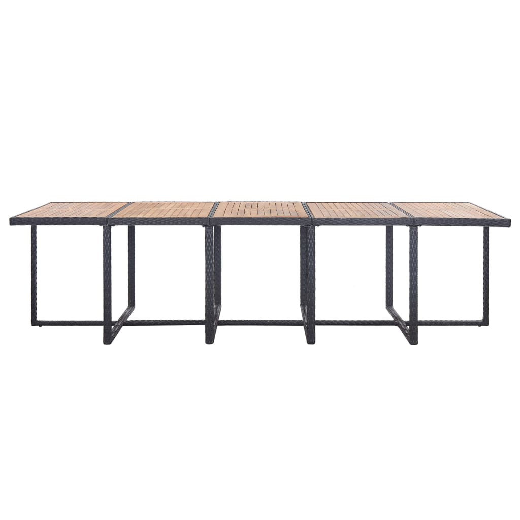 Set mobilier de exterior cu perne, 15 piese, negru, poliratan