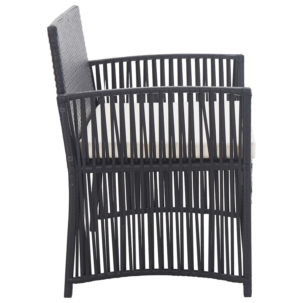 Set mobilier de grădină cu perne, 4 piese, negru, poliratan