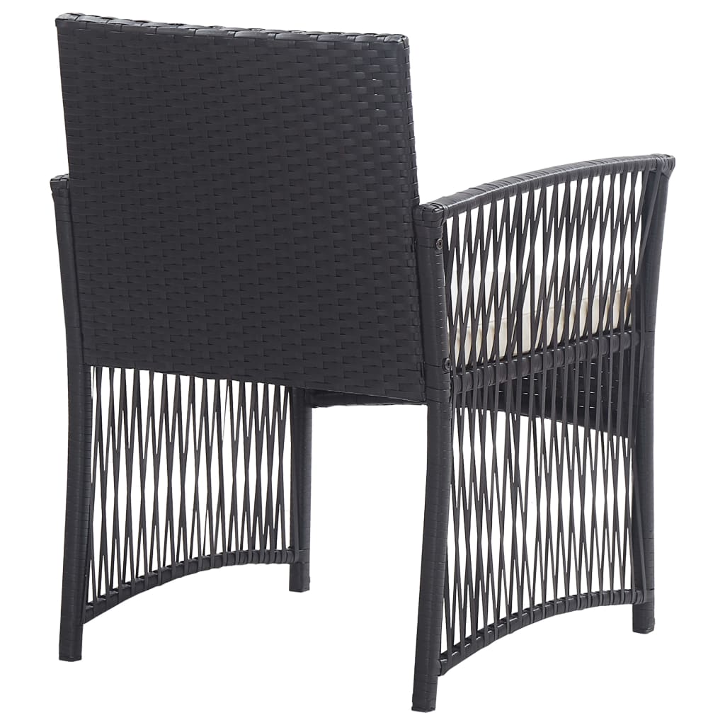 Set mobilier de grădină cu perne, 4 piese, negru, poliratan