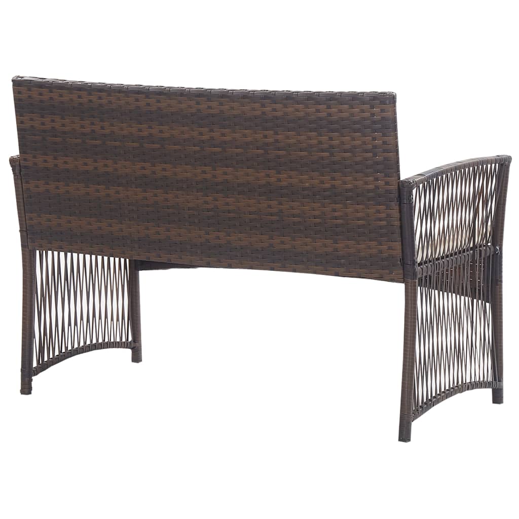 Garden furniture set with cushions, 4 pieces, brown, polyrattan