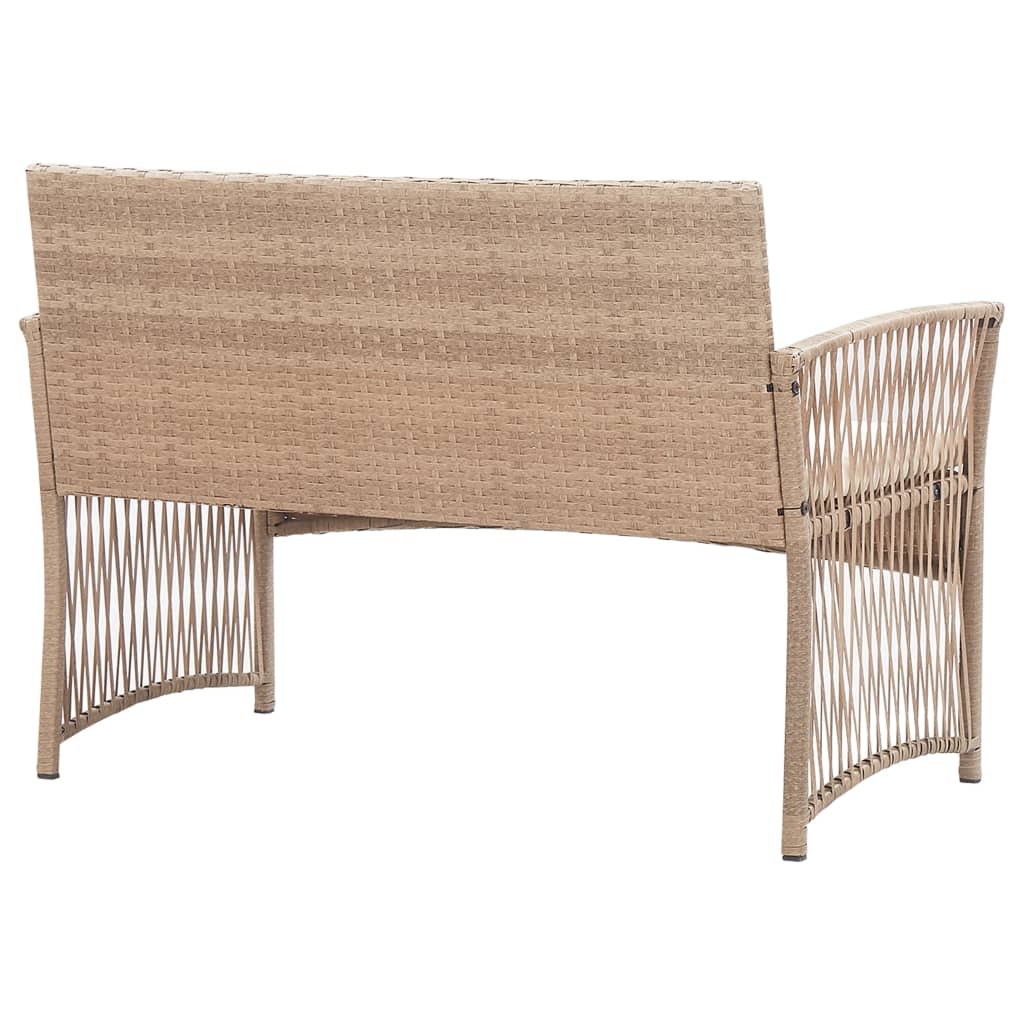 Garden furniture set with cushions, 4 pieces, beige, polyrattan