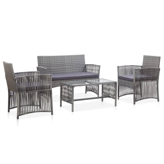 Garden furniture set with cushions, 4 pieces, anthracite, polyrattan